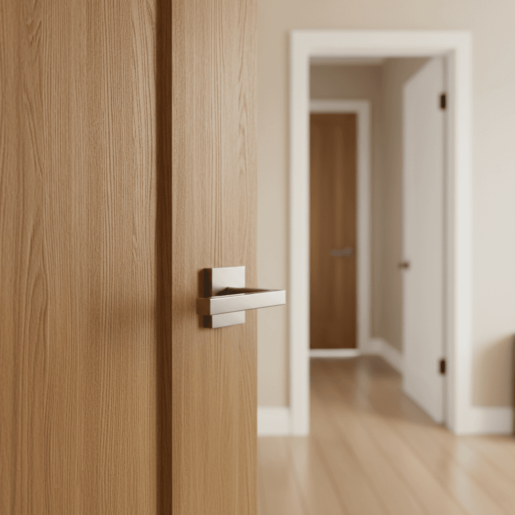 Contemporary glass door in residential entrance